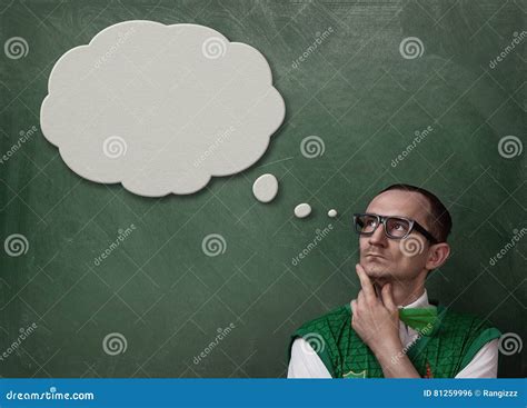 Funny Nerd Thinking Stock Photo Image Of Chalkboard 81259996