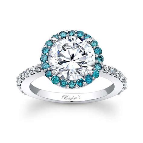 Barkev's Blue Diamond Halo Engagement Ring 7839LBD