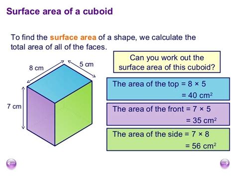 Surface area and volume of cuboids