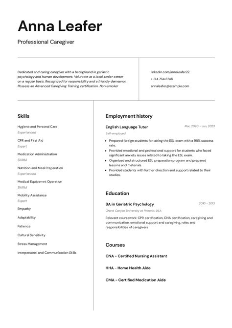 Caregiver Resume Complete Guide W Examples