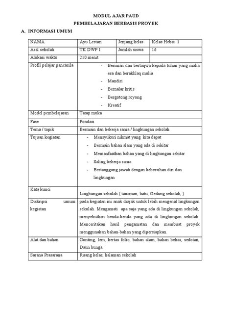 Modul Ajar Paud Pdf