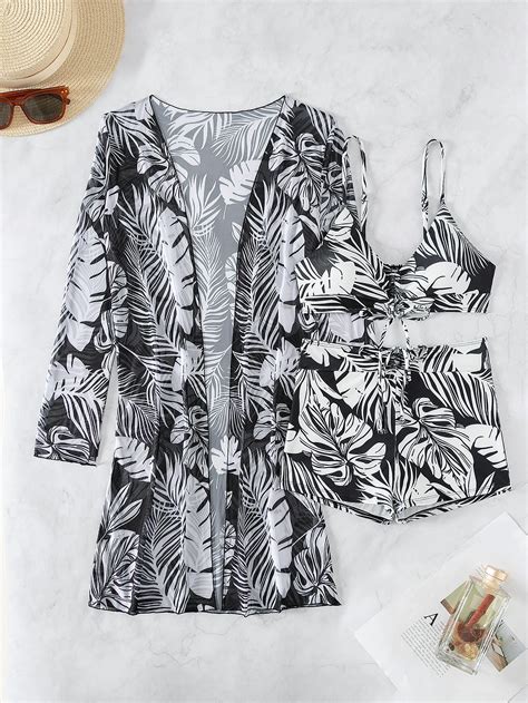 Pack High Waisted Bikini Set Tropical Floral Swimsuits