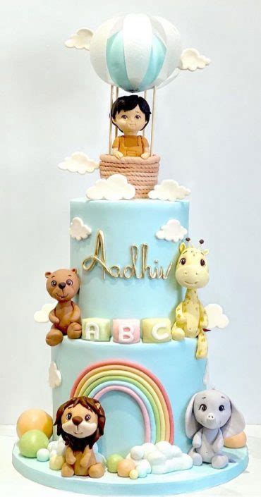 Cute Hot Air Balloon Cake Designs Two Tier Rainbow Hot Air Balloon Cake
