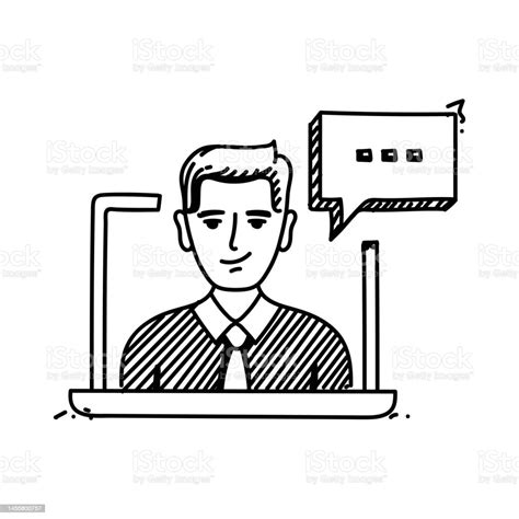 Video Conference Line Icon Sketch Design Pixel Perfect Editable Stroke