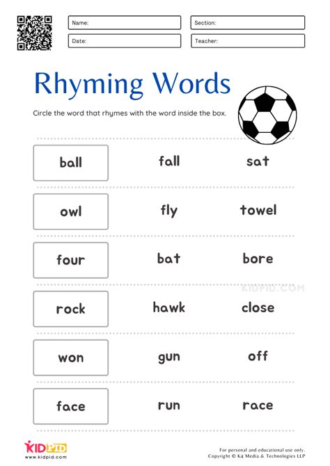 Rhyming Words For Kids Kidpid