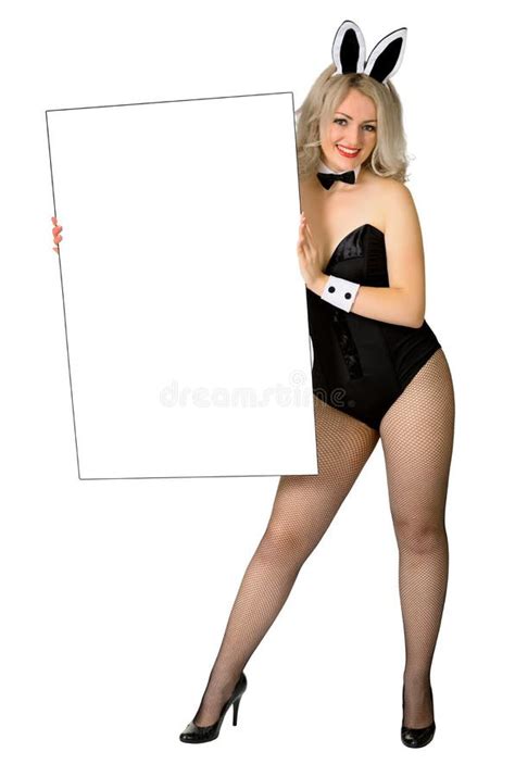 Blonde Girl Dressed A Rabbit With Poster Stock Photo Image Of Erotic Beautiful 25309270