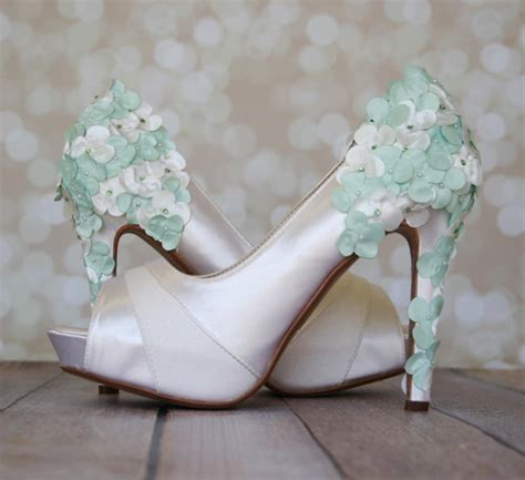 Mint Green Wedding Shoes With Satin Flowers 2260796 Weddbook