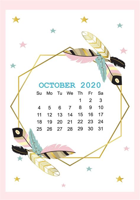 Cute October Calendar 2020 Pink Design Floral Wallpaper 2 October