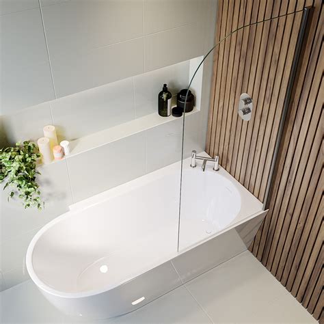 Freestanding Single Ended Right Hand Corner Shower Bath with Chrome