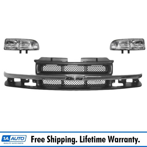 Grille Chrome Silver Mesh Headlight Light Kit For Chevy Blazer S10