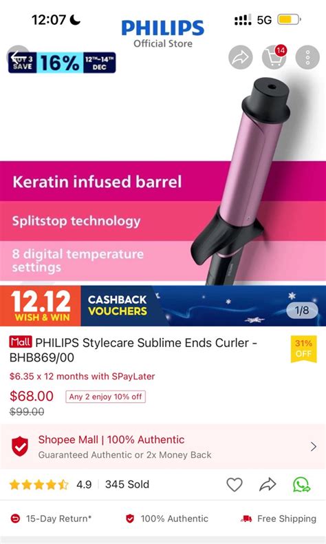 Philips 38mm Hair Curler Beauty Personal Care Hair On Carousell