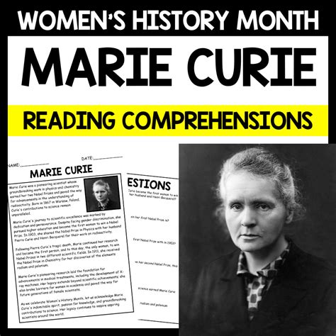 Womens History Month Marie Curie Biography Reading Comprehension