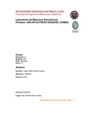 Practica 3 Fime Lab Maquinas Electricas UNIVERSIDAD AUTÓNOMA DE NUEVO