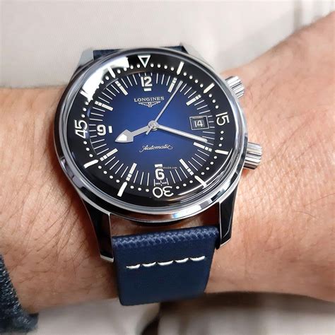 Longines The Legend Diver Mm Blue Dial Automatic Blue Canvas For