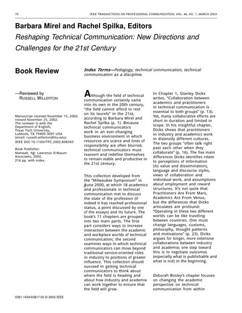 (PDF) Reshaping Technical Communication: New Directions and Challenges for the 21st Century ...