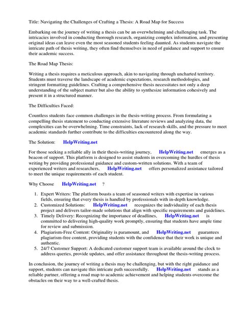 Road Map Thesis | PDF | Essays | Thesis