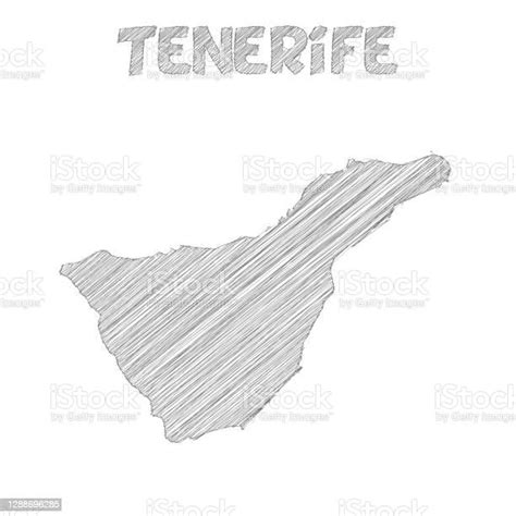 Ilustración De Mapa De Tenerife Dibujado A Mano Sobre Fondo Blanco Y