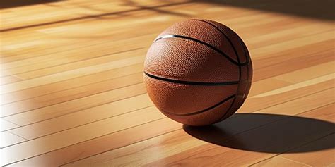 Basketball Ball Displaying Wooden Floor Pattern And Texture Background