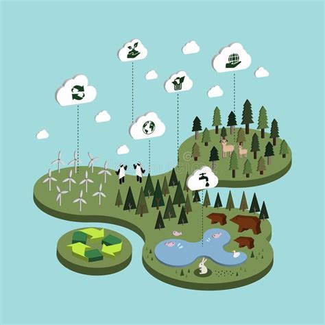 Flat 3d Isometric Ecology Concept Illustration Stock Vector