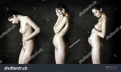 Three Stages Pregnancy Portrait Naked Pregnant Stock Photo Shutterstock