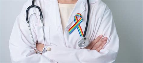 Premium Photo Doctor With Lgbtq Rainbow Ribbon For Support Lesbian Gay Bisexual Transgender