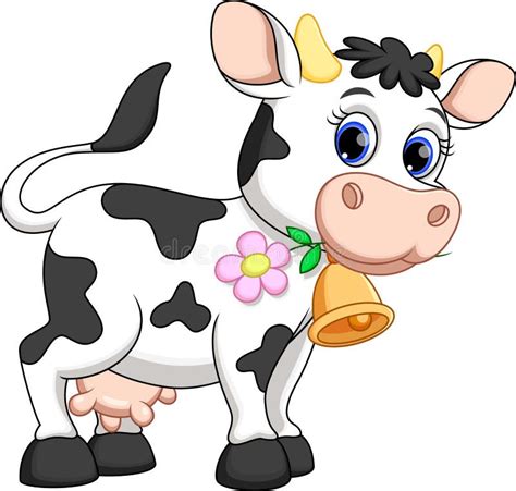 Desenho Animado Da Vaca - Desenhos Animados Bonitos Da Vaca Ilustração Stock - Ilustração de flor ...