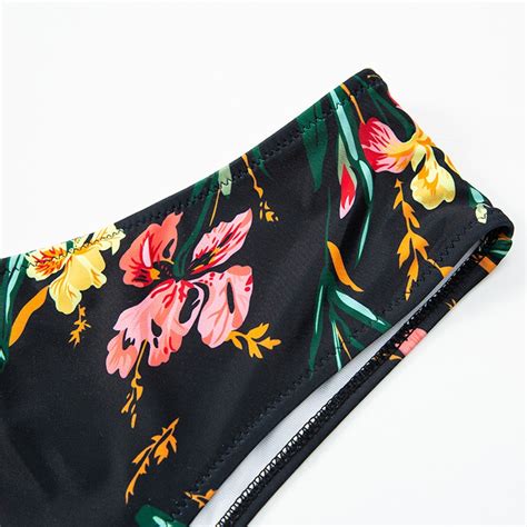 Fashion Sexy Printed Tube Top Large Size Swimsuit Womens Swimwear Split Bikini