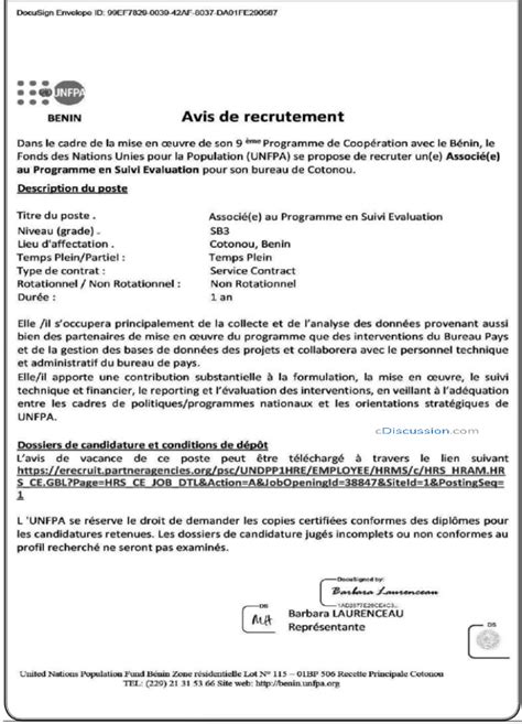 Unfpa Recrute Associ E Au Programme En Suivi Evaluation