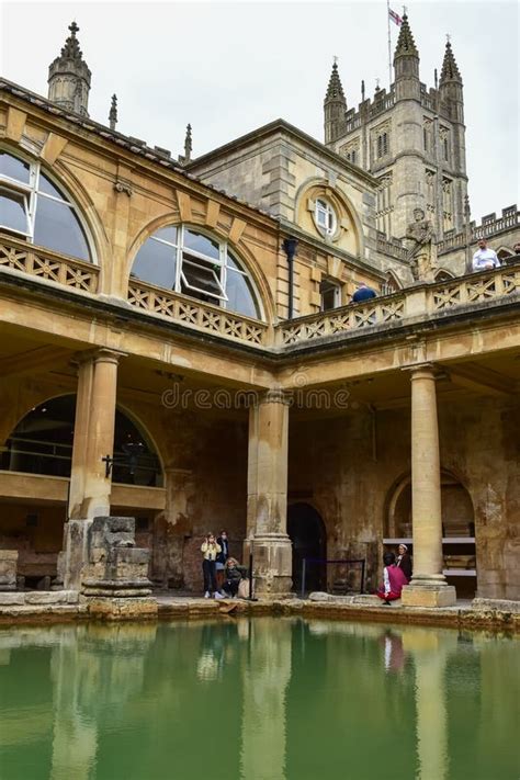 great bath  roman baths bath england editorial stock image