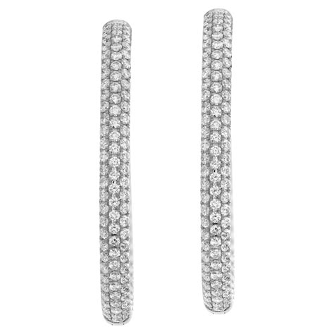 18k White Gold 1071cttw Inside Out Princess Cut Diamond Hoop Earrings For Sale At 1stdibs