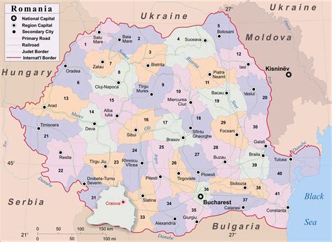 Large Administrative Map Of Romania With Cities Maps Of