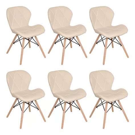 Kit Cadeiras Estofadas Charles Eames Eiffel Slim Confort Cor Nude MercadoLivre