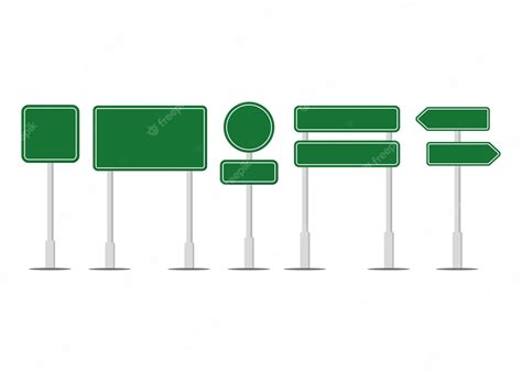 Premium Vector Set Green Road Signs Isolated On White Background