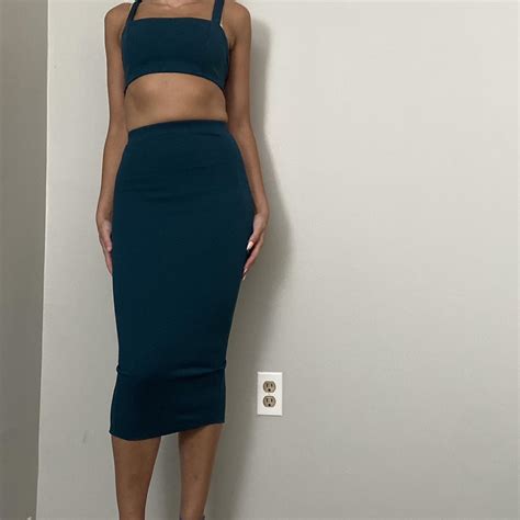 Naked Wardrobe Crop Top Tank Midi Skirt Set Very Depop