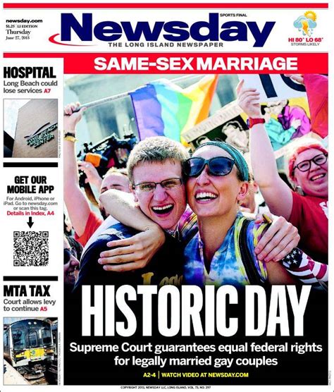 Ee Uu El Hist Rico Fallo A Favor Del Matrimonio Gay En Portadas