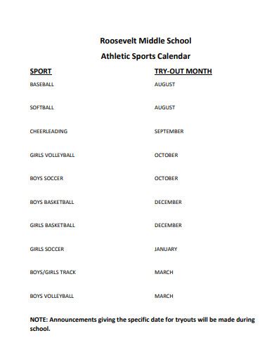 Free 10 Sports Calendar Samples In Pdf