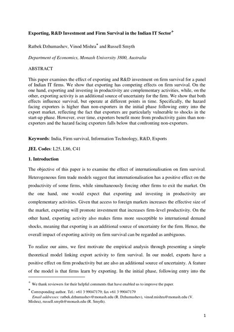 exporting  investment  firm survival   indian  sector