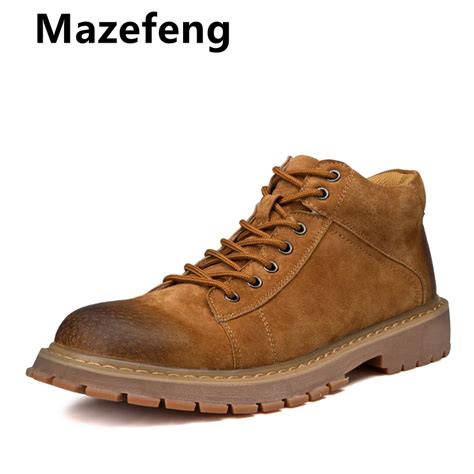 Mazefeng/Новые мужские кожаные ботинки; модные осенне-зимние Брендовые ...