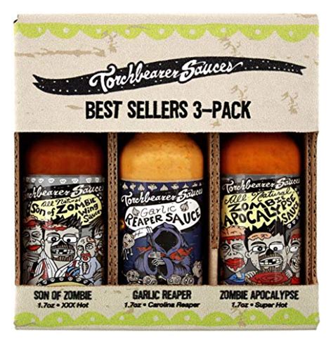 Torchbearer Sauces Best Sellers 3 Pack Mini Hot Sauce Gift Set 1 7 Oz Each Zombie Apocalypse