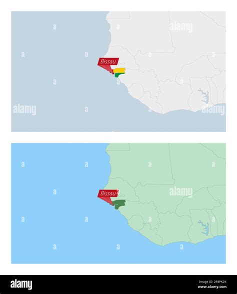 Guinea Bissau Map With Pin Of Country Capital Two Types Of Guinea