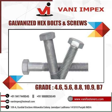 Affordable Hot Dip Galvanized Bolt Size M 12 TO M 24 Brand VI Mild Steel