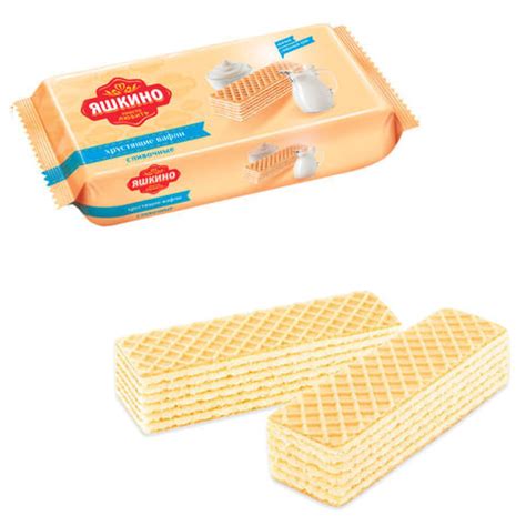 8 шт. Вафли ЯШКИНО "Сливочные" с пломбирно-сливочной начинкой, 300 г ...
