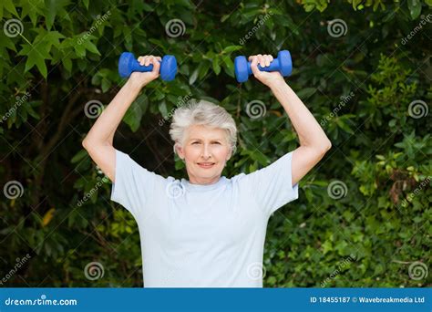 Mature Woman Doing Her Exercises Stock Image Image Of Laughing Space
