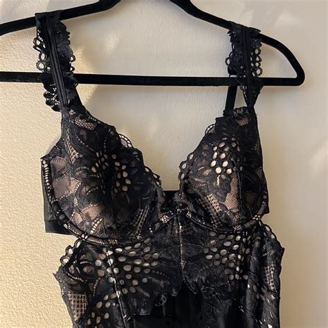 Victoria S Secret Intimates Sleepwear Victorias Secret Black Nude Lacey Teddy Poshmark