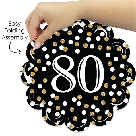 Adult 80th Birthday Gold Birthday Party Round Table Decorations