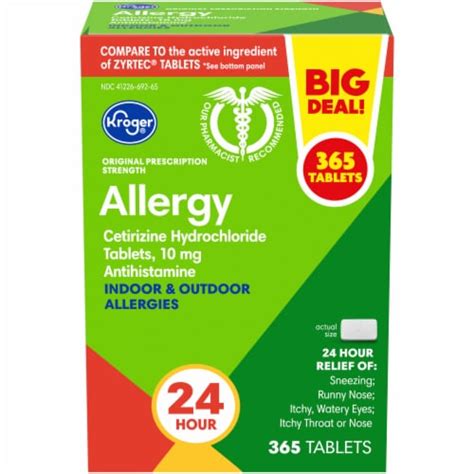 Kroger Allergy Tablets Cetirizine Hcl Big Deal Count Kroger