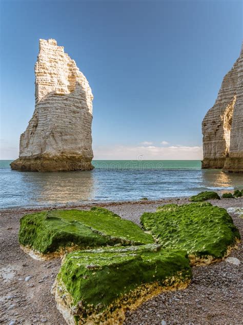 Chalk Cliffs of Etretat with the Stone Needle Called L`Aiguille Stock Photo - Image of haute ...