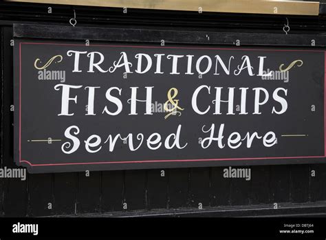 Fish And Chips Restaurant Sign London Stock Photo Alamy