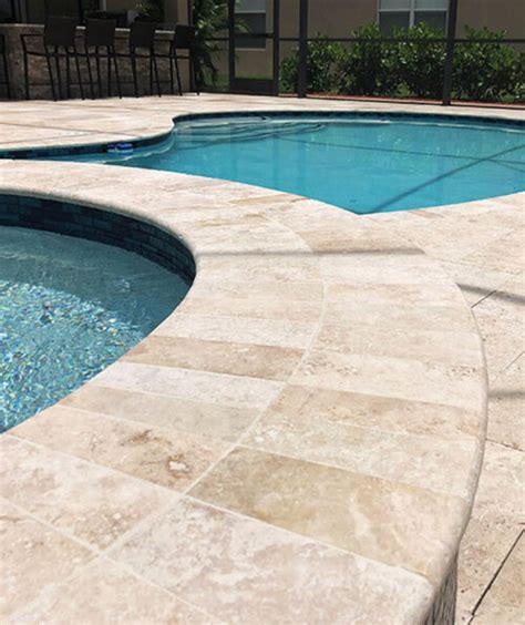 Ivory Travertine Bullnose Tiles Pavers For Pool Coping Stone Capping