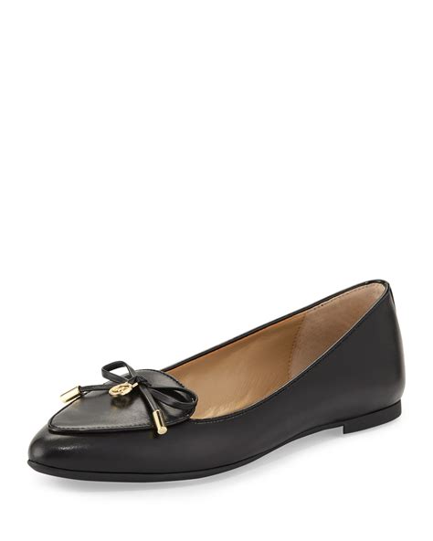 Michael Michael Kors Nancy Bow Leather Ballet Flats In Black Lyst